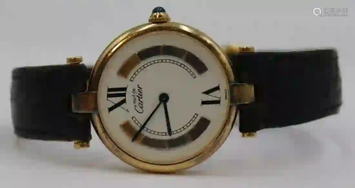 JEWELRY. Must de Cartier Vermeil Vendome Watch.