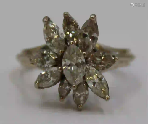 JEWELRY. 14kt Gold and Marquis Cut Diamond Ring.