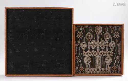Two small Indonesian textile panels, the larger with animal decoration, the other with stylised