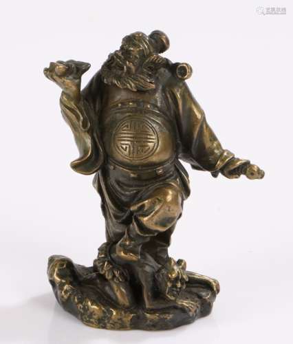 Japanese Meiji period bronze figure, Soki & Oni, 8cm high
