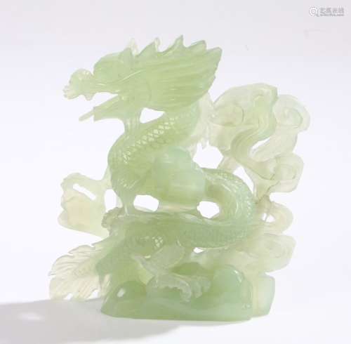 Chinese carved jadeite dragon, 20cm high