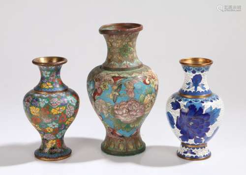 Chinese cloisonne vase, with waisted neck above a bulbous body decorated with butterflies and