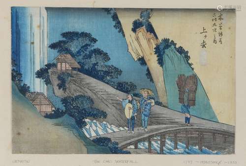 After Ichiryusai Hiroshige (1797-1858) The Ono Waterfall, 32cm x 21cmSurface foxing, some nibbling