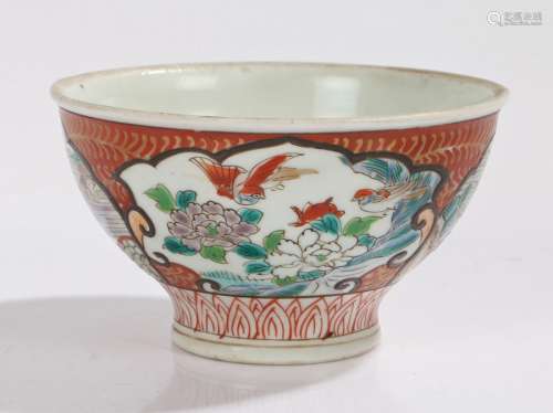19th Century Chinese porcelain bowl, the body with cartouches depicting landscape and foliate