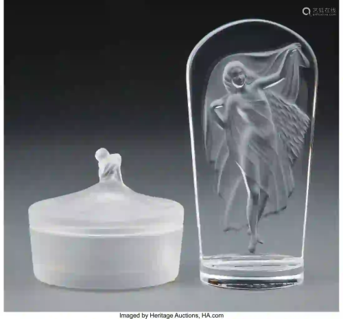 27188: Two Lalique Glass Articles, post-1945 Marks: Lal