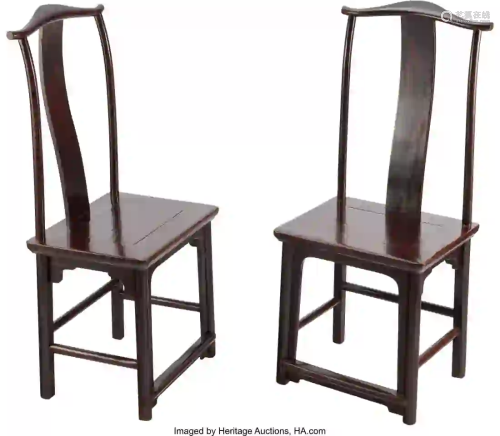 27296: A Pair of Chinese Elmwood Side Chairs, 19th cent