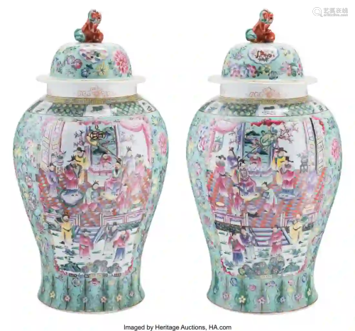 27298: A Large Pair of Chinese Famille Verte Enameled P