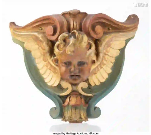 27013: An American Painted Ceramic Lighted Cherub Head
