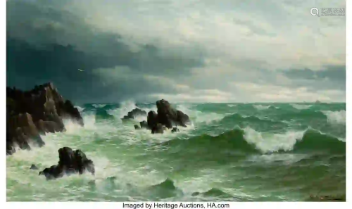 27226: David James (British, 1853-1904) Seascape, 1884