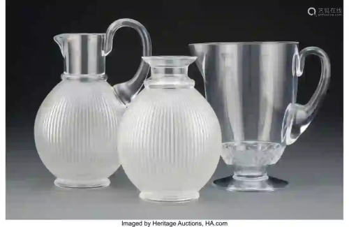 27177: Three Lalique Glass Table Articles, post-1945 Ma