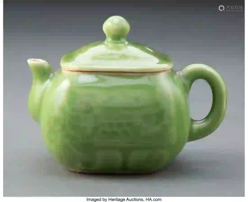 27302: A Chinese Green Glazed Porcelain Tea Pot, late Q