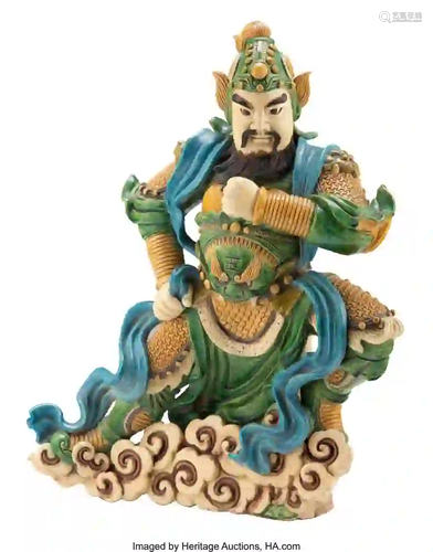 27303: A Chinese Glazed Sancai Pottery Figure 23 x 18 x