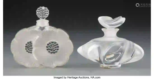 27187: Two Lalique Clear and Frosted Glass Perfumes, po