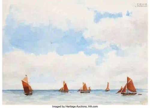 27040: American School (20th Century) Sailboats on the