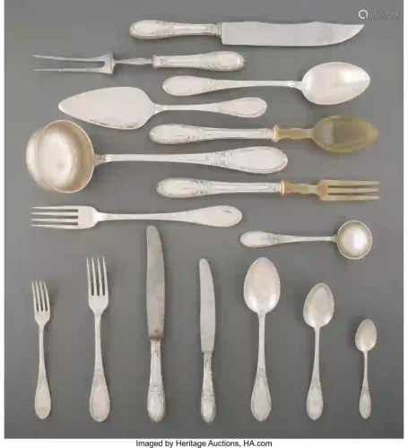 27202: A Ninety-Three-Piece French Silver Flatware Serv