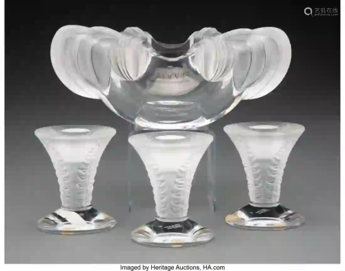 27194: Four Lalique Clear and Frosted Glass Table Artic