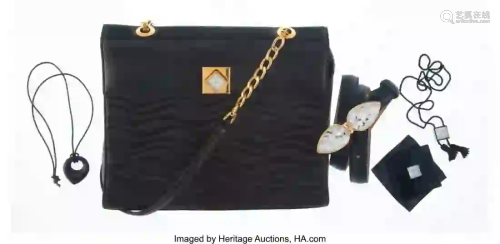 27196: A Lalique Leather Handbag with Belt and Various