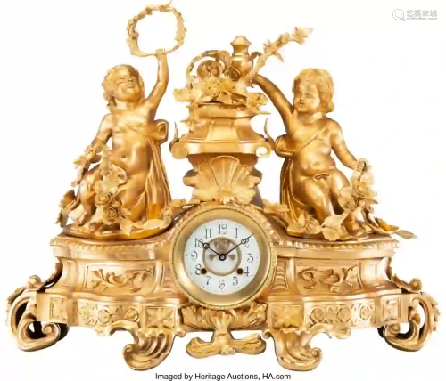 27260: A Continental Gilt Metal Figural Mantel Clock, e