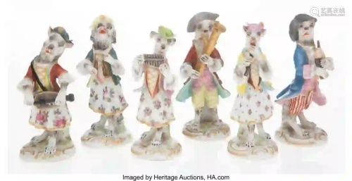 27276: Six Continental Dog Band Porcelain Figures, late