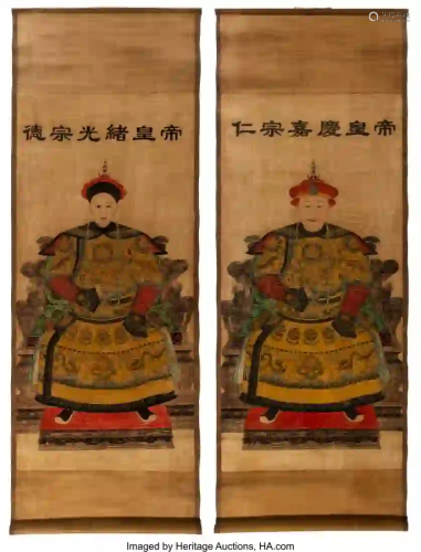 27311: Two Chinese Ink and Color on Silk Ancestor Paint