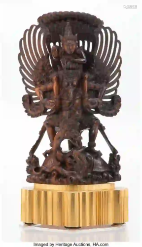 27324: An Asian Carved Wood Garuda Marks: Paper label t