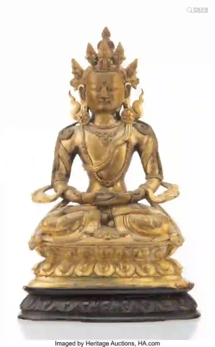 27319: A Himalayan Gilt Bronze Seated Buddha Figure 7-1