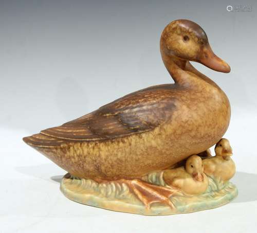 A Goebel oversized model of a duck and three ducklings, 27cm high, impressed and printed marks to