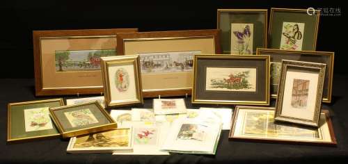 A collection of Cash's woven silk and rayon pictures including Red Deer and Red Squirrel from the