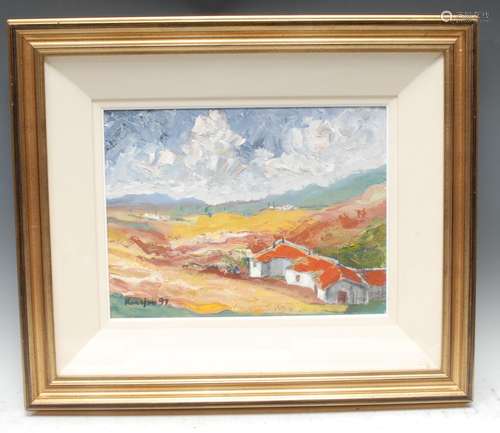 Brian Ranalow (contemporary) The White Farmhouse, Majorca signed, inscribed to verso, 28cm x 38cm