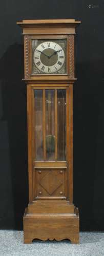 A 20th century oak longcase clock, romans numerals, 180cm high