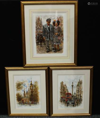 Pictures & Prints - three contemporary watercolours of London interest, comprising the Houses of