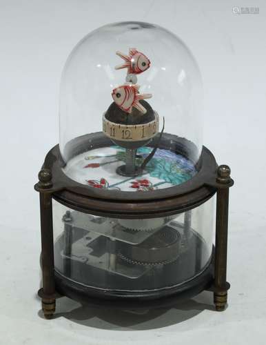 An 'automaton' timepiece, as a fish tank, 14cm high