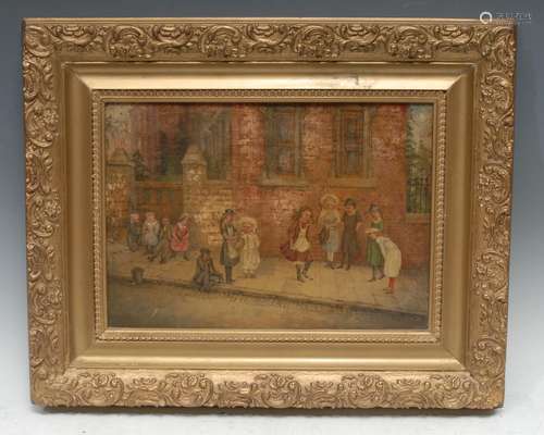 Victorian School Hop Scotch oil on canvas, 24cm x 33.5cm