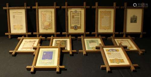 Pictures & Prints - a set of ten Oxford oak framed Poem and Prayer prints, inc The Days Challenge, A