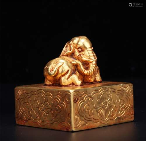Bronze gilt elephant button seal