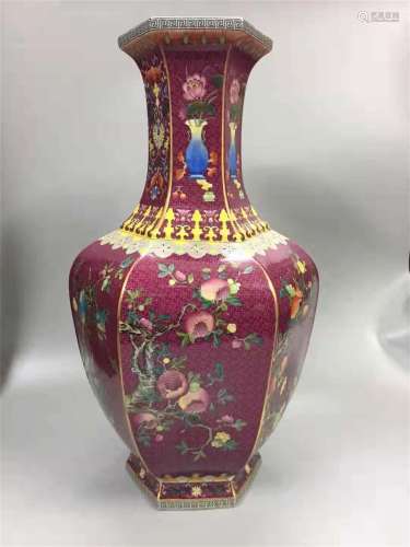 A QING DYNASTY YONGZHENG CARMINE RED WESTERN COLOR BOTTLE