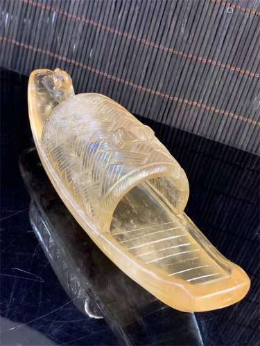 A MING DYNASTY CRYSTAL BOAT