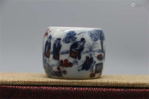 Seven sages of blue-and-white underglaze red bamboo forest in Qing Dynasty