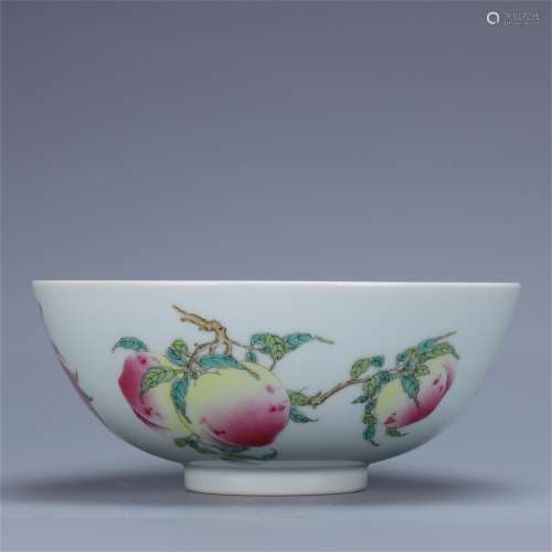 Pink bowl with peach pattern