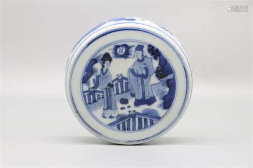 Blue and white figure town in early Qing Dynasty