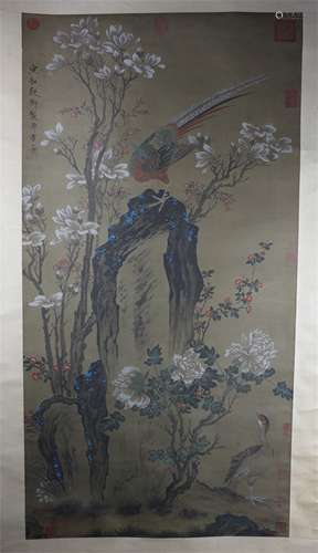 A Chinese painting of flowers and birds