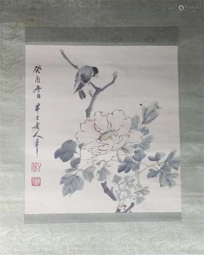 Chinese painting of Chen banding's peony chicken