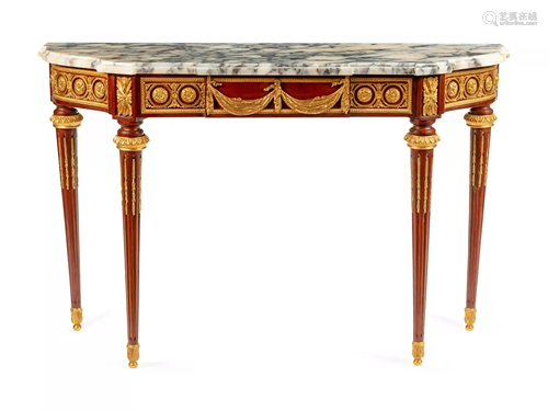 A Louis XVI Style Gilt Bronze Mounted Mahogany