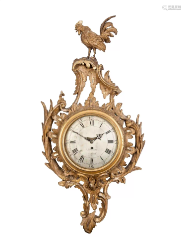 A George II Carved Giltwood Cartel Clock