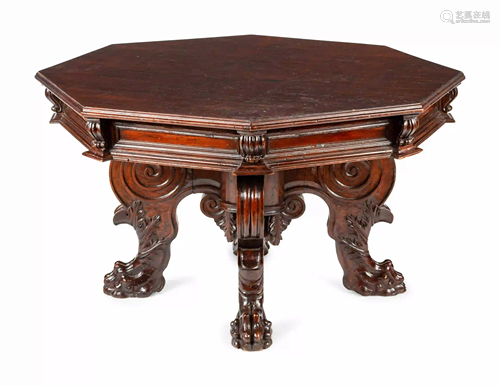 An Italian Baroque Carved Walnut Center Table