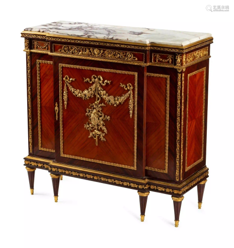A Louis XVI Style Gilt Bronze Mounted Kingwood and