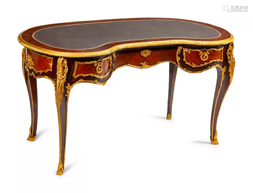 A Louis XV Style Gilt Bronze Mounted Reniform Bureau