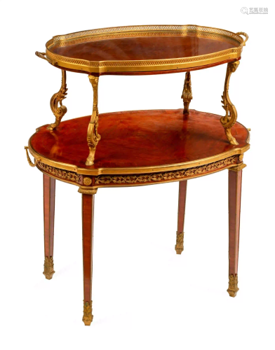 A Louis XVI Style Gilt Bronze Mounted Two-Tier Serving
