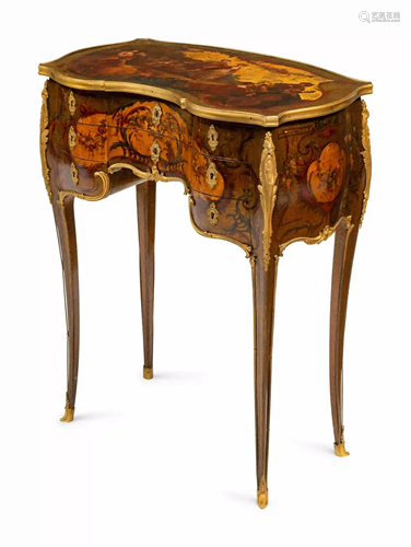 A Louis XV Style Gilt Bronze Mounted Vernis Martin