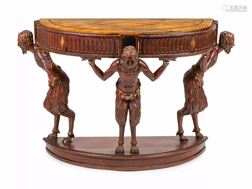 An Italian Painted Console Table with Satyr Supports